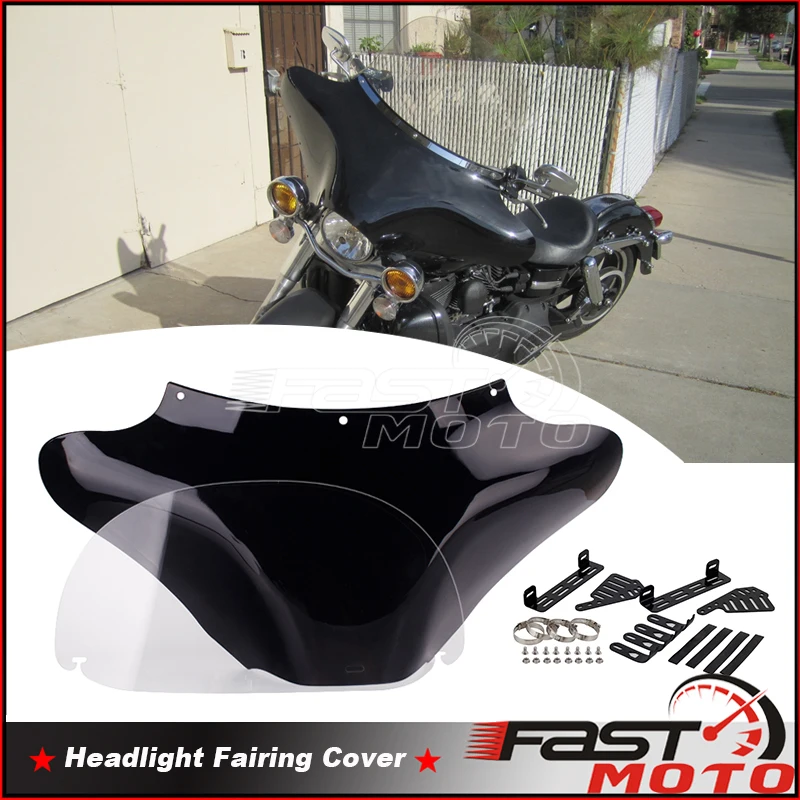Motorcycle Fairing Batwing Windshield W/ Bracket For Honda VTX 750 1100 1800 Shadow Kawasaki Vulcan Harley FLST FLSTF FLSTN FLHR