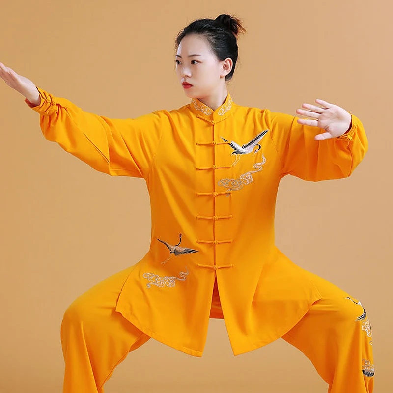 Women's Premium Embroidered Pearl Cotton Tai Chi Uniform for Summer - Martial Arts Performance, Competition & Training Outfit