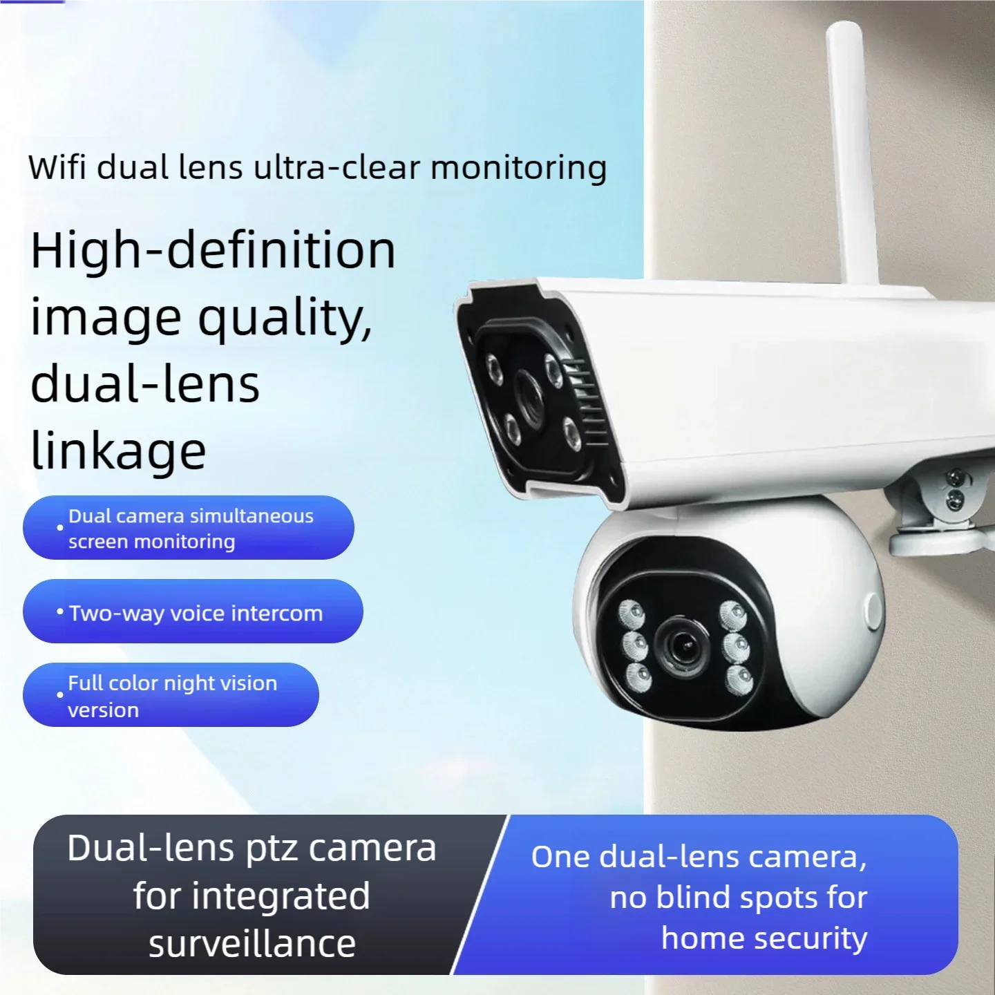 

4K 8MP HD Wi-Fi PTZ-камера Открытый Wi-Fi Двойной объектив Умный дом Автоматическая IP-камера безопасности AI Слежение CCTV HD Камера наблюдения