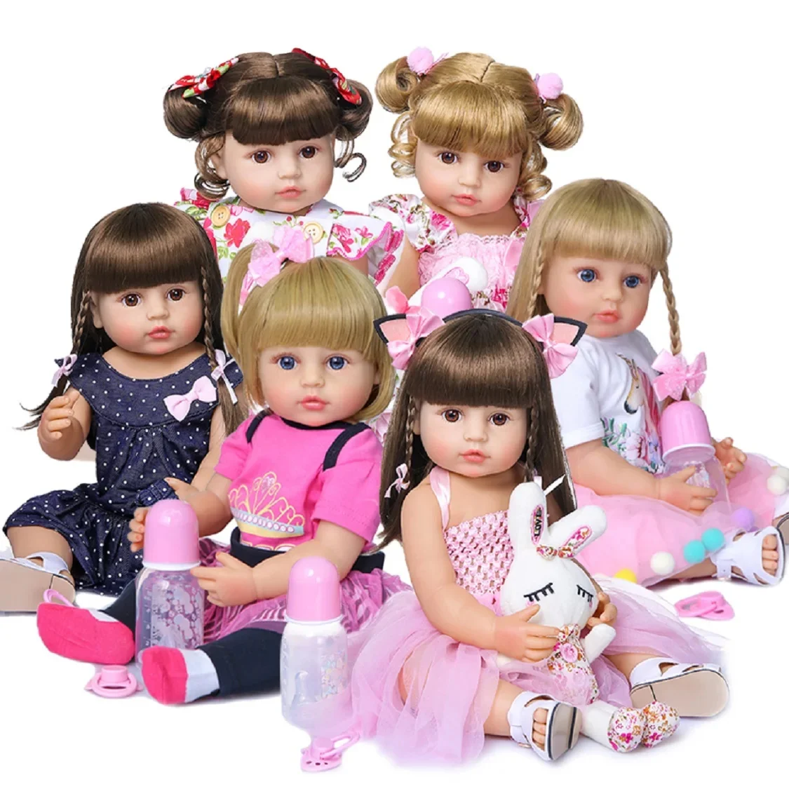 55cm bebe doll reborn toddler girl pink princess baty toy very soft full body silicone girl doll