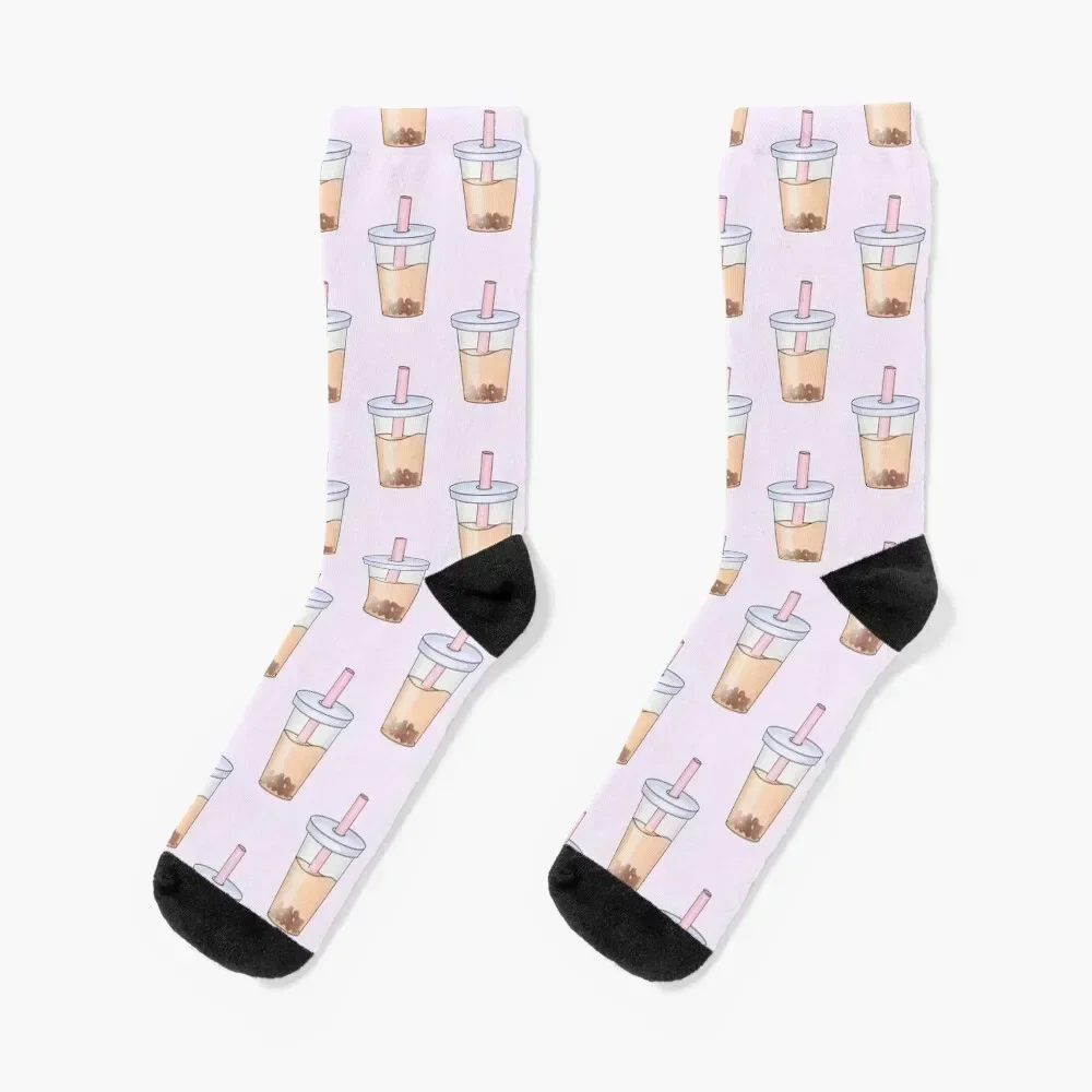 Bubble tea pattern cute and aesthetic Socks funny gifts Hiking boots hiking Antiskid soccer Socks Female Men's