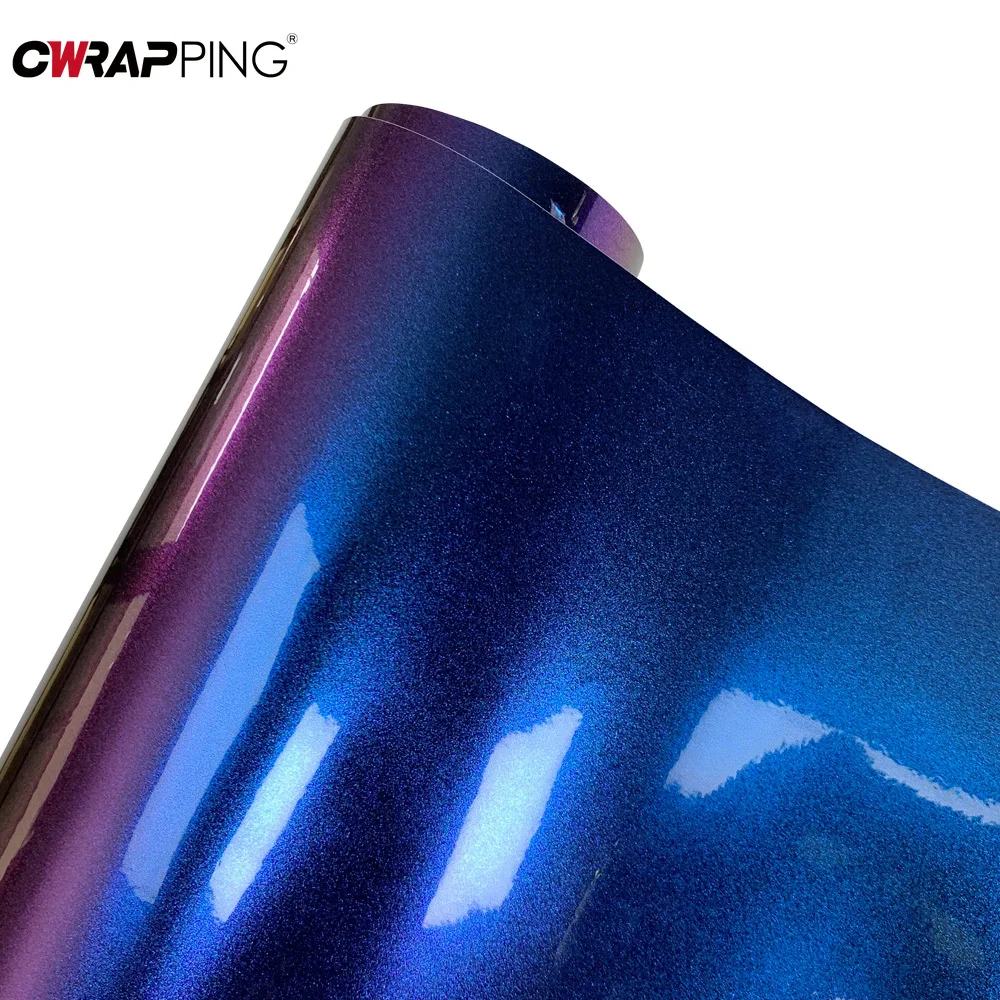 Car Chameleon Vinyl Wrap Film Purple To Blue Sticker Stretchable Air Release DIY Stickers for Automobiles Motorcycle Accessories