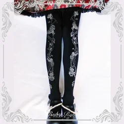 Ruby Rabbit Branded Lolita Tights Gothic Crown and Thorns Printed Girl's Pantyhose