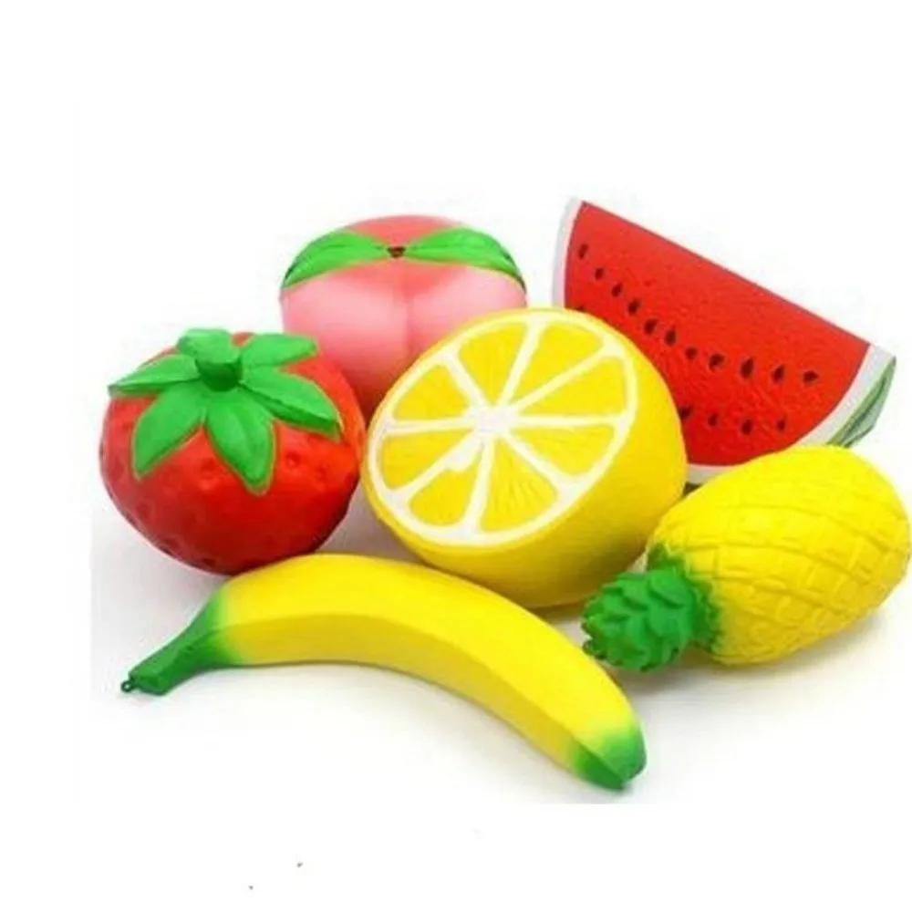 Jumbo Stress Ball Non-Toxic Strawberry Banana Peach Squishy Squeeze Toy Soft Banana Peach Scent Anti-Anxiety Fidget Toy