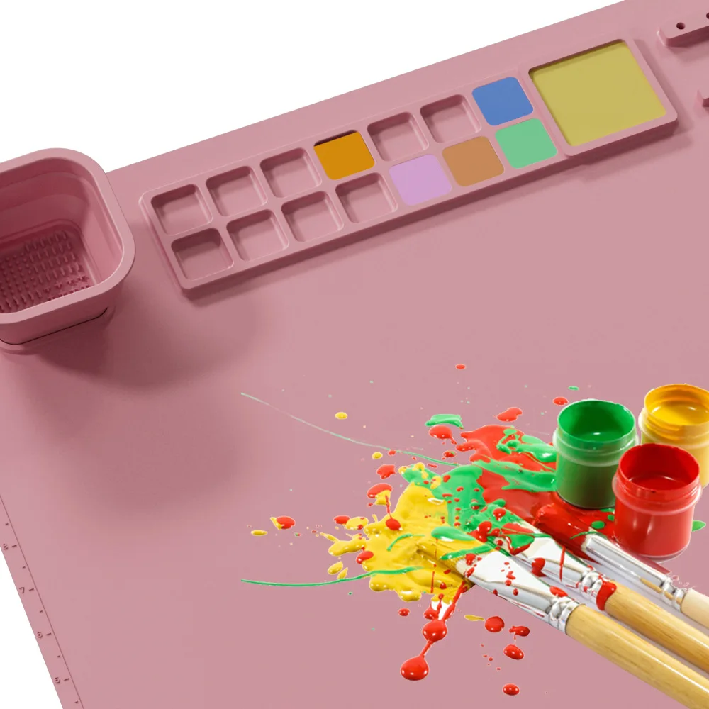 Silicone Paint Palettes Washable Anti-Skid Craft Mat Children'S DIY Silicone Painting Scrubbable Pigment Palette Painting Pad