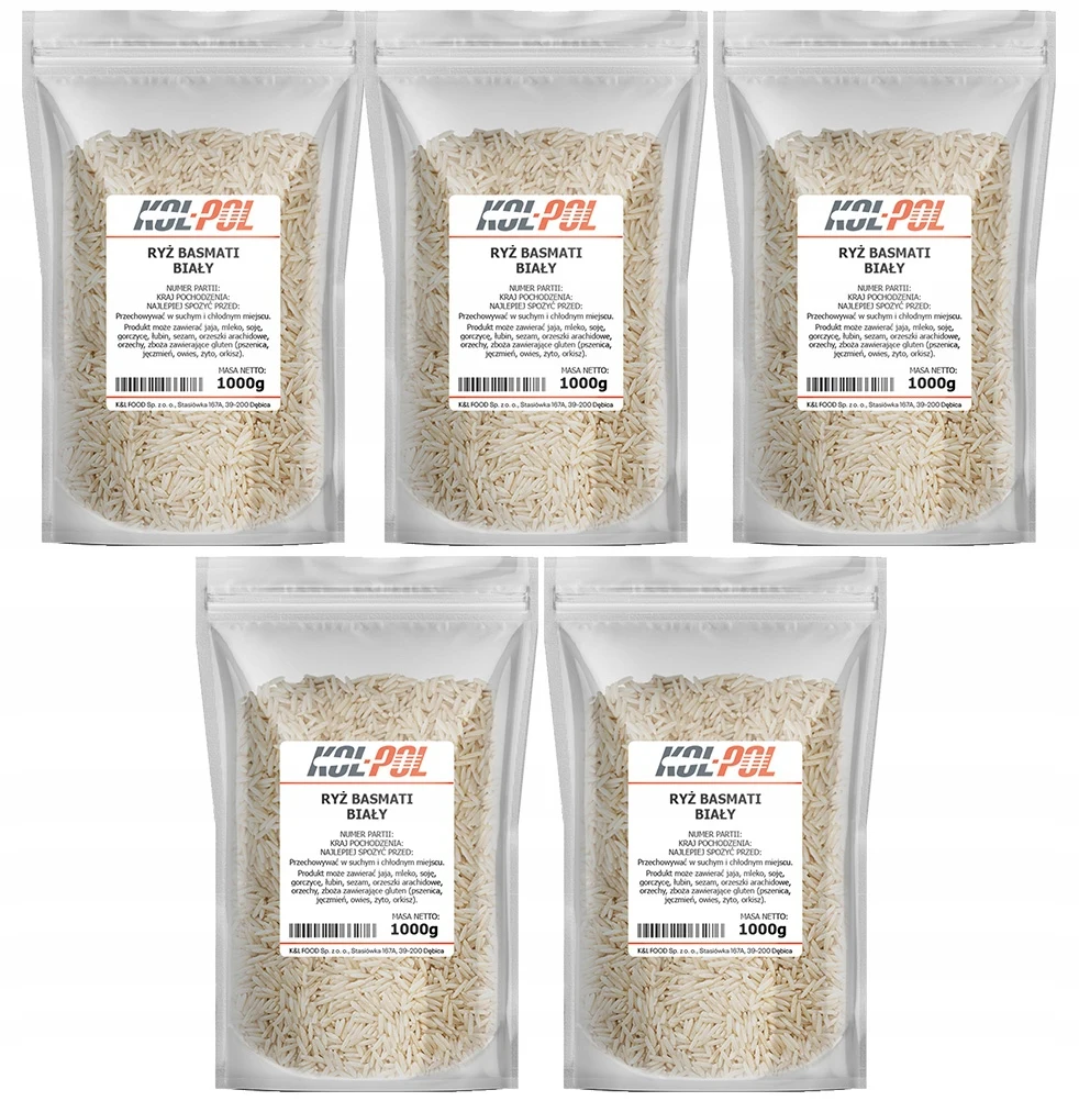 RYŻ BASMATI 5kg Naturalny biały ryż długoziarnisty wysoka jakość Kol-Pol
