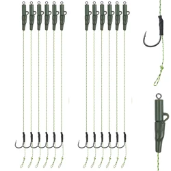 12Pcs Carp fishing hair rigs Pre tied Carp hooks with Carp weight clips Chod Helicopter Rigs Carp Fishing Tackle Tools 2/4/6#