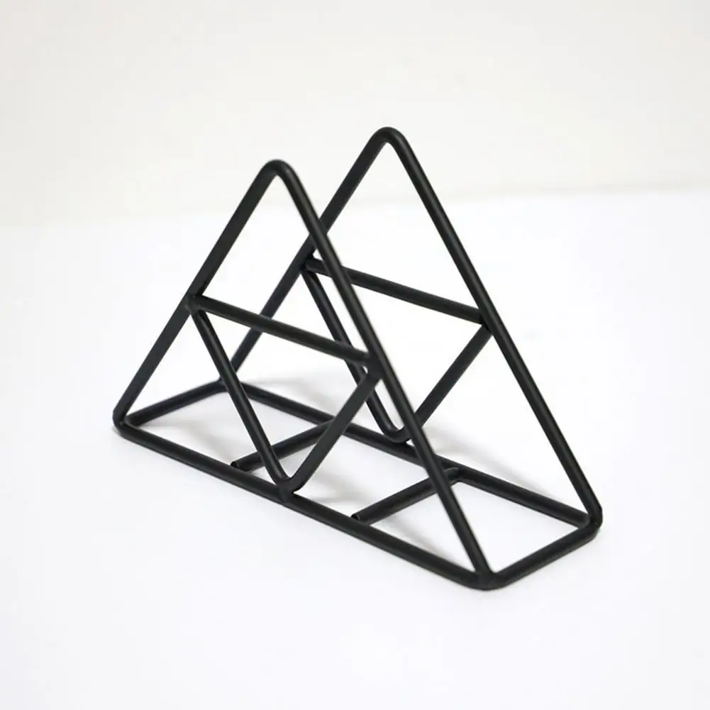 Metal Napkin Holder Rack Geometric Paper Towel Holder Napkin Dispenser Rack Iron Dining Table Cocktail Triangle Napkin Holder