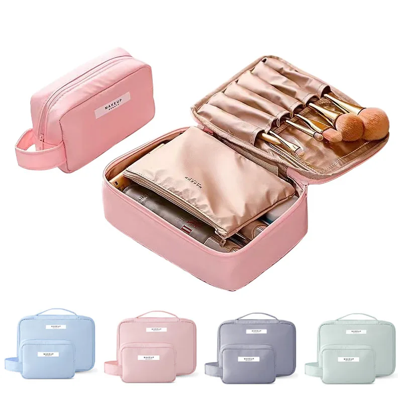 حقيبة تخزين مستحضرات التجميل للسفر المحمولة الجديدة للنساء بسعة كبيرة مقاومة للماء حقيبة مستحضرات تجميل للفتيات منظم حقيبة الغسيل النسائية