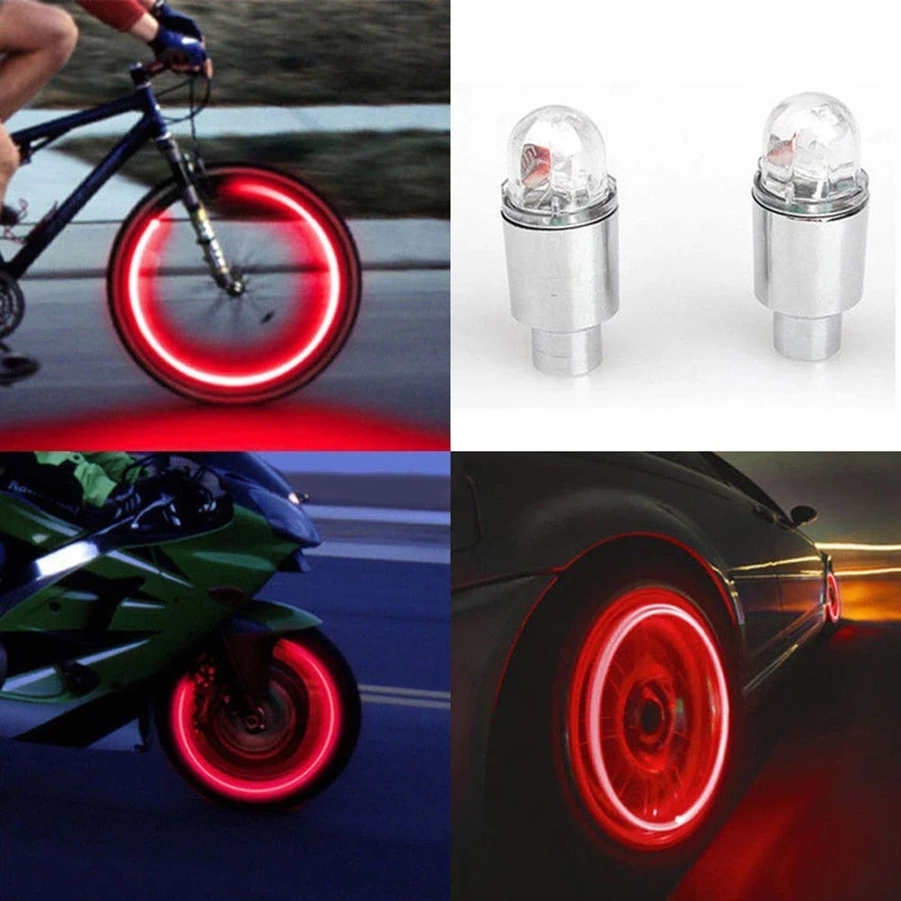 2 pezzi tappi colorati per valvole per pneumatici per Auto LED Auto moto ciclismo ruota lanterna raggi mozzo lampada per pneumatici tappi per ruote accessori per pneumatici Auto