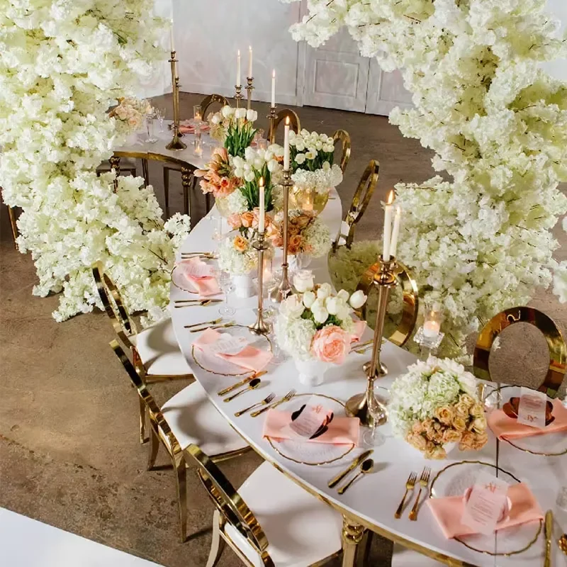 High Quality Stainless Steel Leg Event Table Gold Serpentine Wedding Table