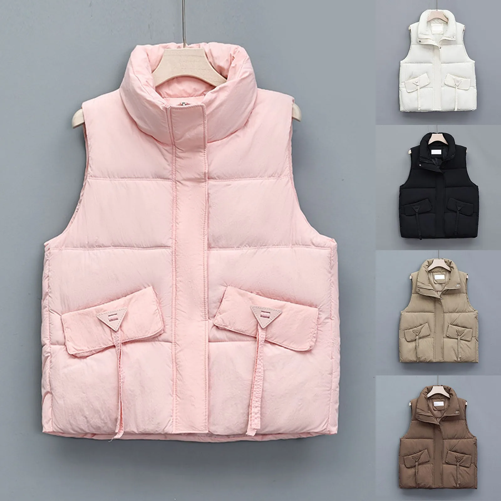 Autumn Winter Fashion Women Vest Down Cotton Coat Women Loose Casual Solid Color Waistcoat Cotton Coat Korean Women Clothing