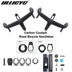 ​​Carbon Integrated Handlebar with FREE Computer Mount T1000 Carbon 380g for Garmin Wahoo Aero Road Bike Cockpit Upgrade​