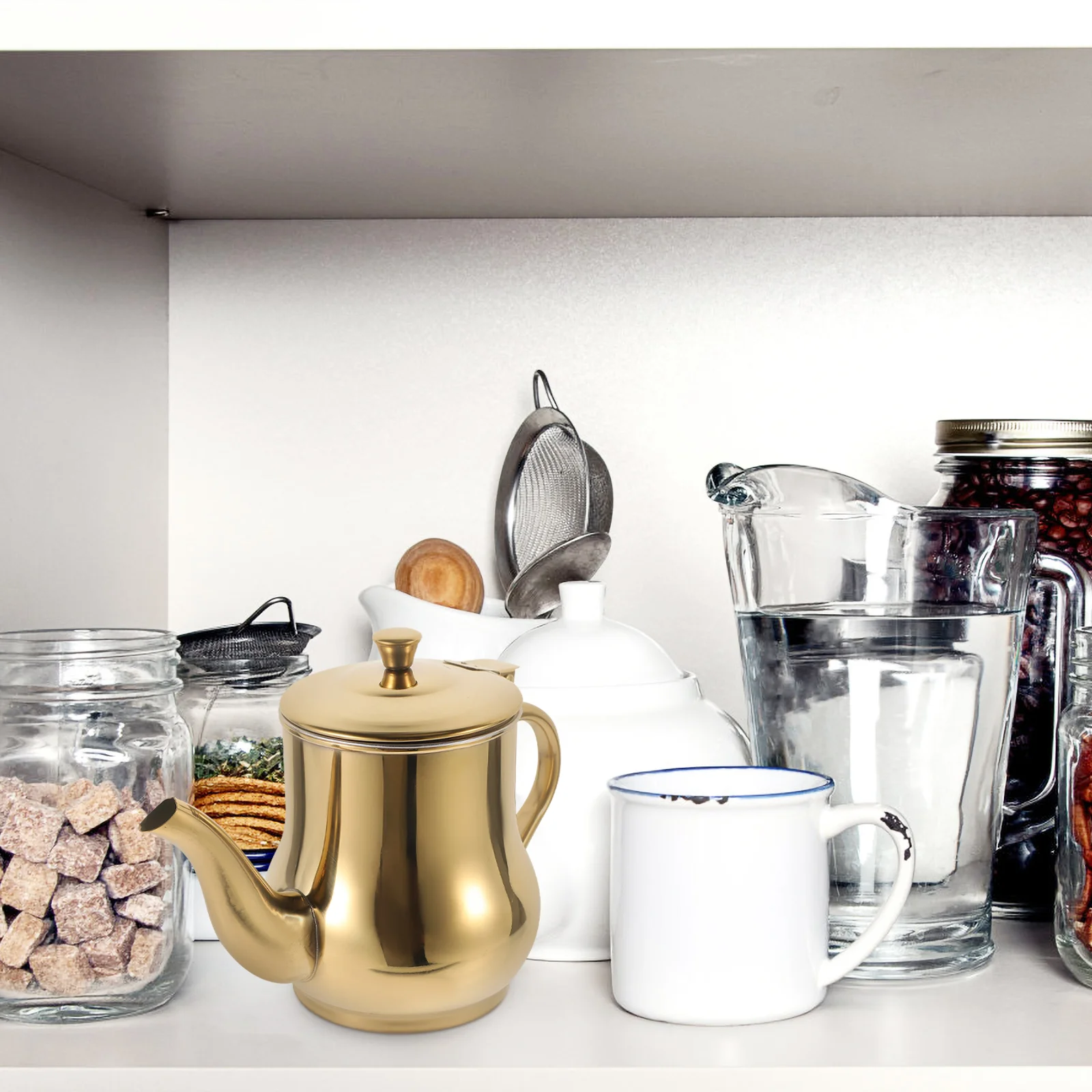 

Filter Oil Can Grease With Strainer Stainless Steel Container Golden Pot Storage For Kitchen