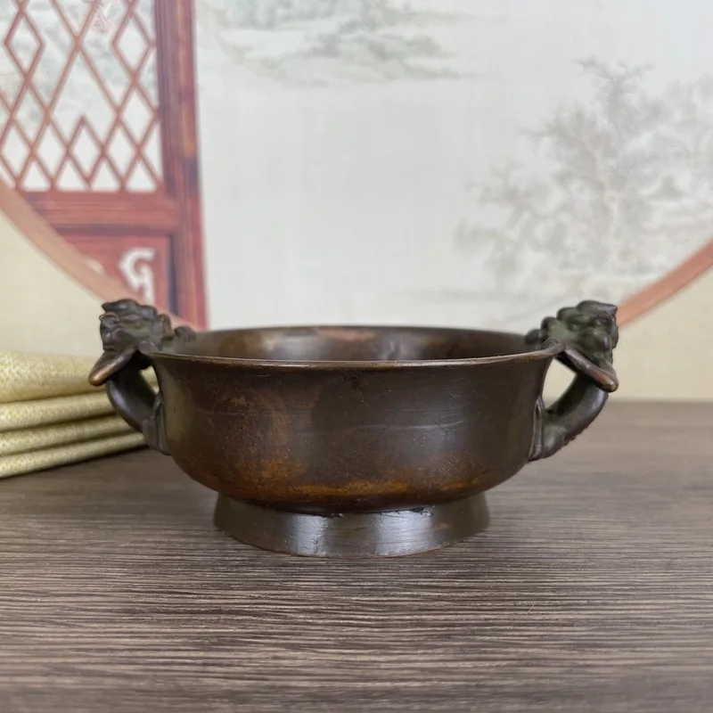 Antique-style double Pixiu pen washer ornament retro new Chinese incense burner for study or office desk