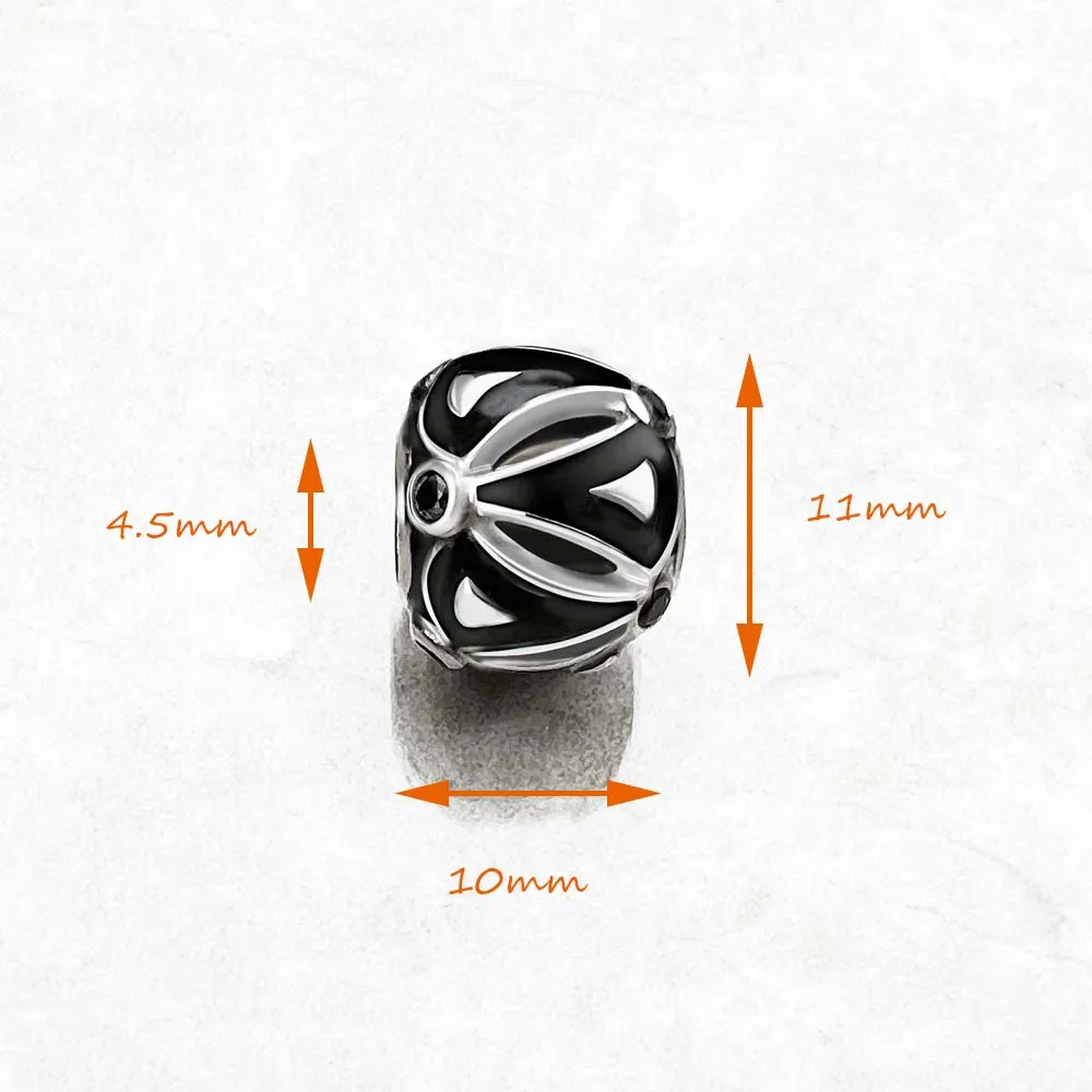 Beads Asian Ornament,Silver Black Gift For Women Men Fits Bracelet Europe Necklace Karma Charms European Jewelry Accessories