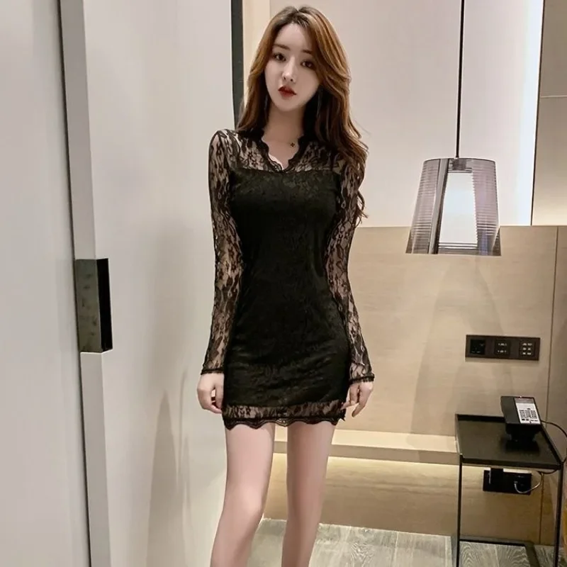 New In Corset Bodycon Dresses for Women Lace Tight Woman Long Sleeve Dress Kpop Clothes A Line X Fashion Summer 2025 Korean Y2k