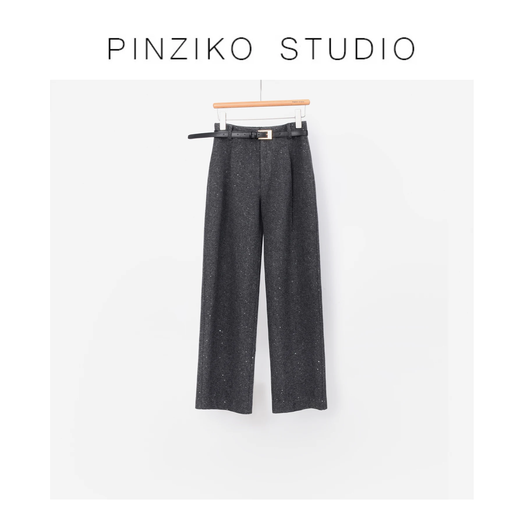 

PINZIKO Large Rabbit iny Pants Women's Comfortable Loose Faionable Versatile Autumn Winter New Sle Straight Leg Trousers