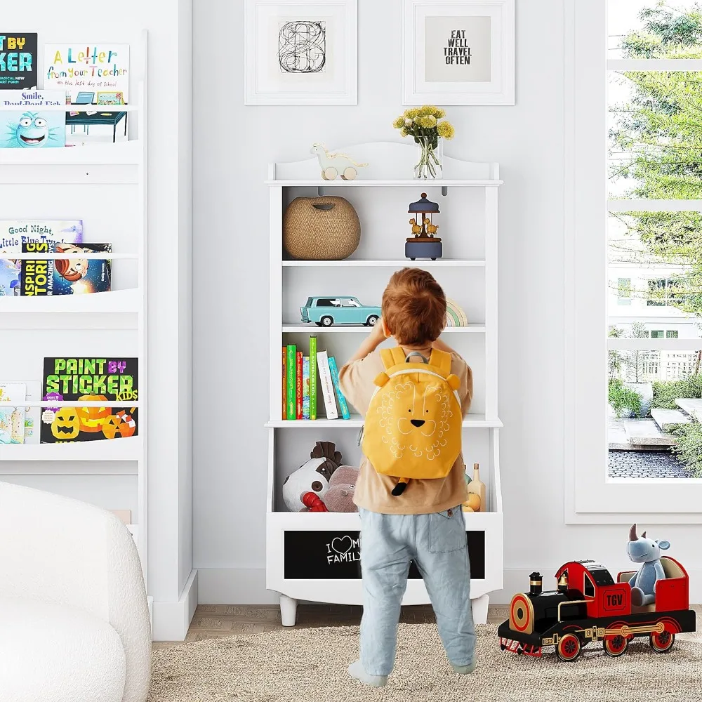 Kinderspiel zeug aufbewahrung mit Bücherregal, Kinder bücherregal mit Tafel und Cubbies, offenem Kinderbuch regal und Spielzeug organisator schrank