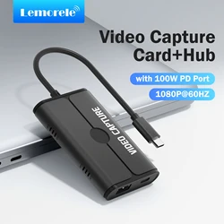 Lemorele Video Capture Card Switch Dock for Nintendo Switch/OLED USB C to HDMI-Compatible Cable Adapter 1080P60Hz 100W PD