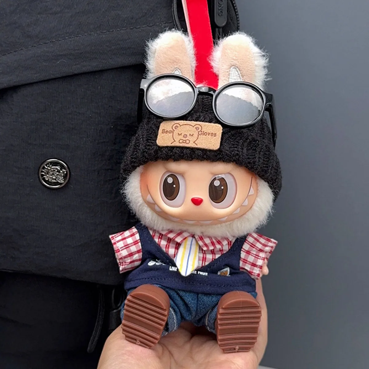 ملابس الدمية القطيفة العصرية متعددة الاستخدامات، قميص أسود، طقم سراويل لـ Labubu Fashion، إكسسوارات ملابس رشيقة، هدايا