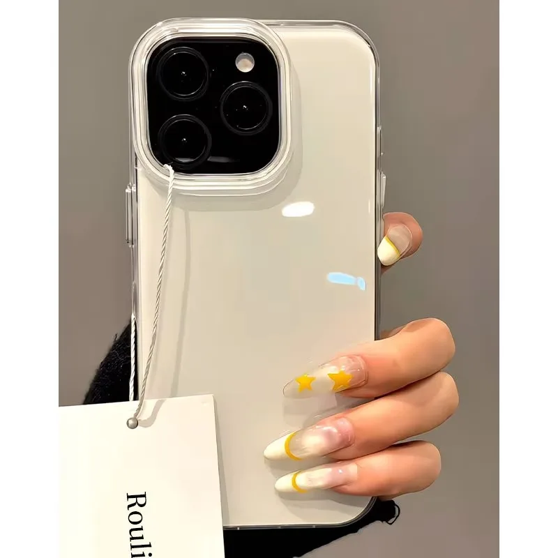 Minimalist White Solid Color IMD Advanced Phone Case For iPhone Duo 18 17 Air 16 15 14 13 12 11 Pro Max 16 Plus Anti-Drop Cover