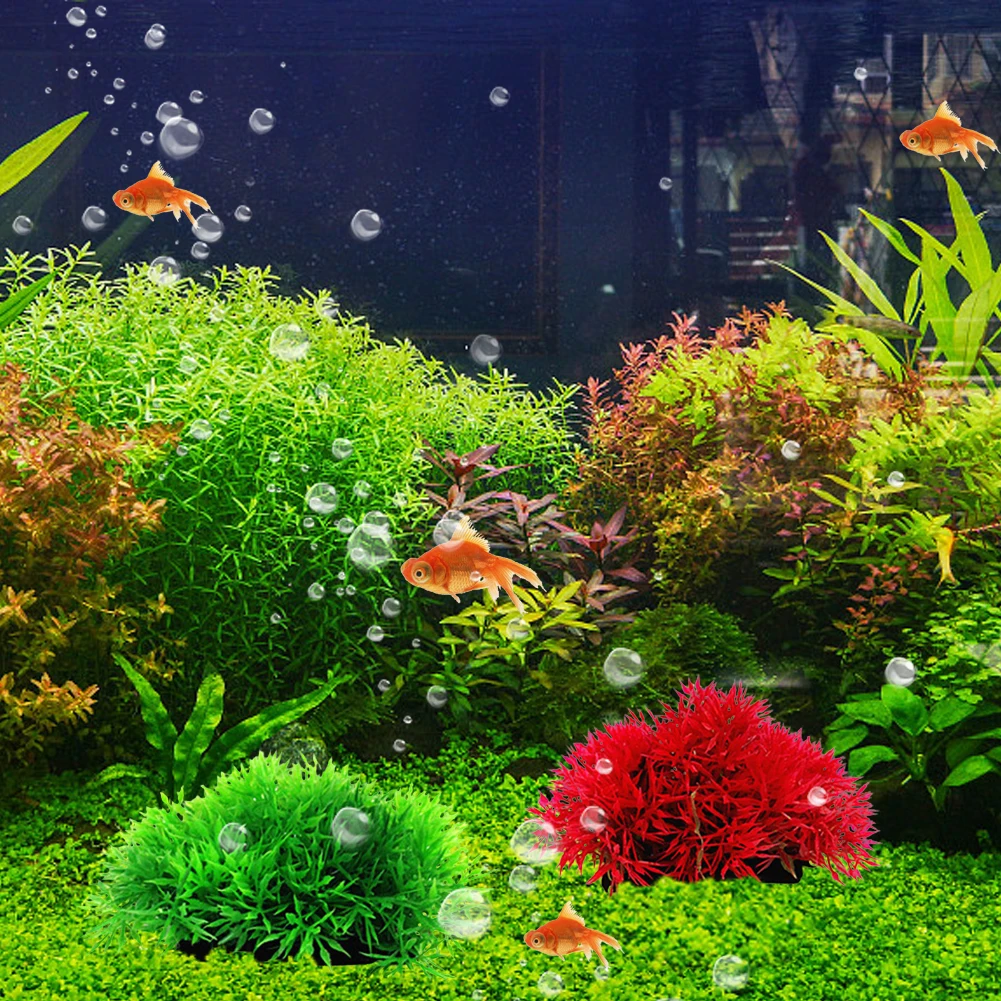 พลาสติกประดิษฐ์ Aquarium Grass Ball จำลองประดิษฐ์ใต้น้ำ Grass Fish Tank ตกแต่งเครื่องประดับเครื่องประดับสัตว์เลื้อยคลาน