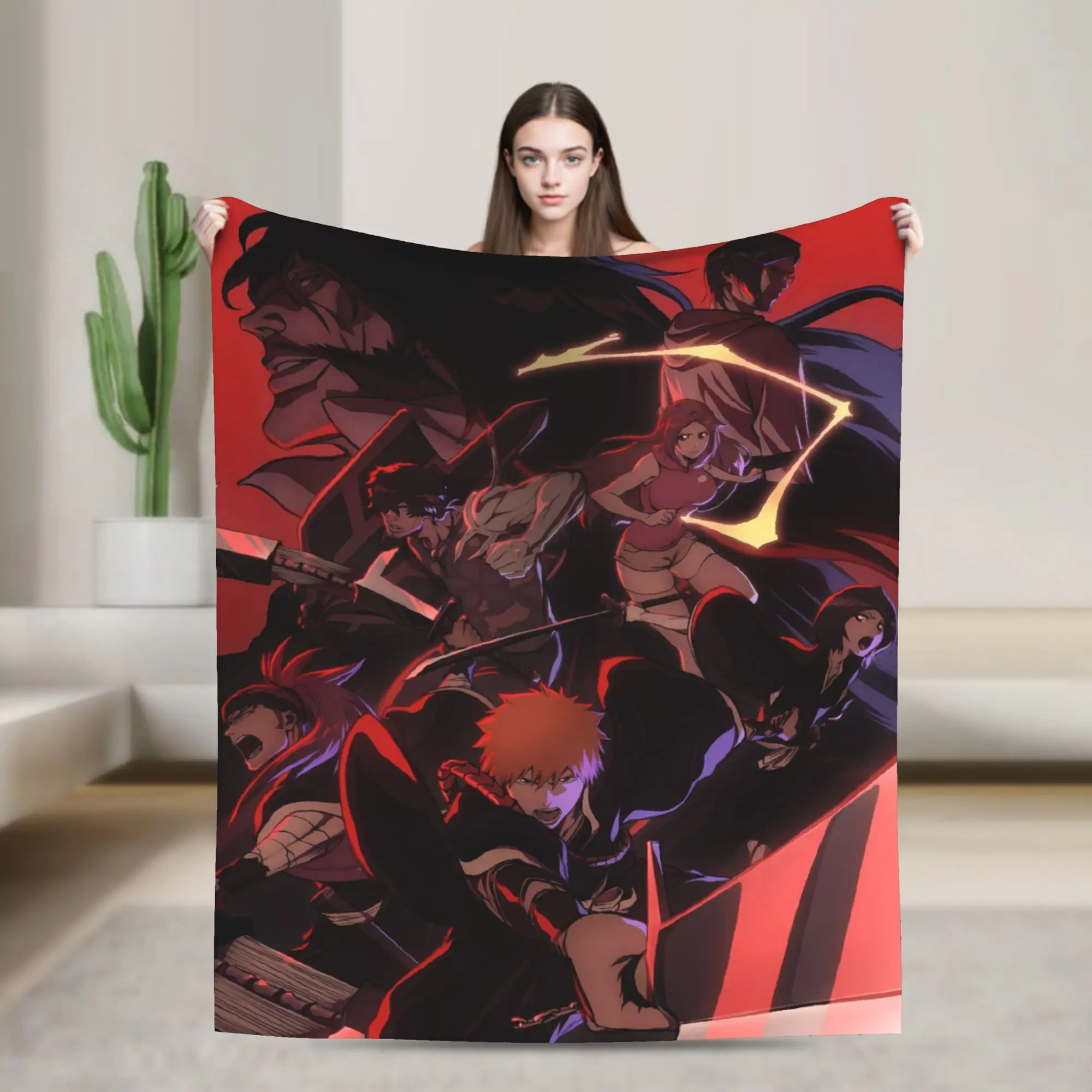 Ichigo Full Hollow Form Super Warm Blanket Bleached Airplane Travel Plush Throw Blanket Fluffy Flannel Bedspread Sofa Bed Cover