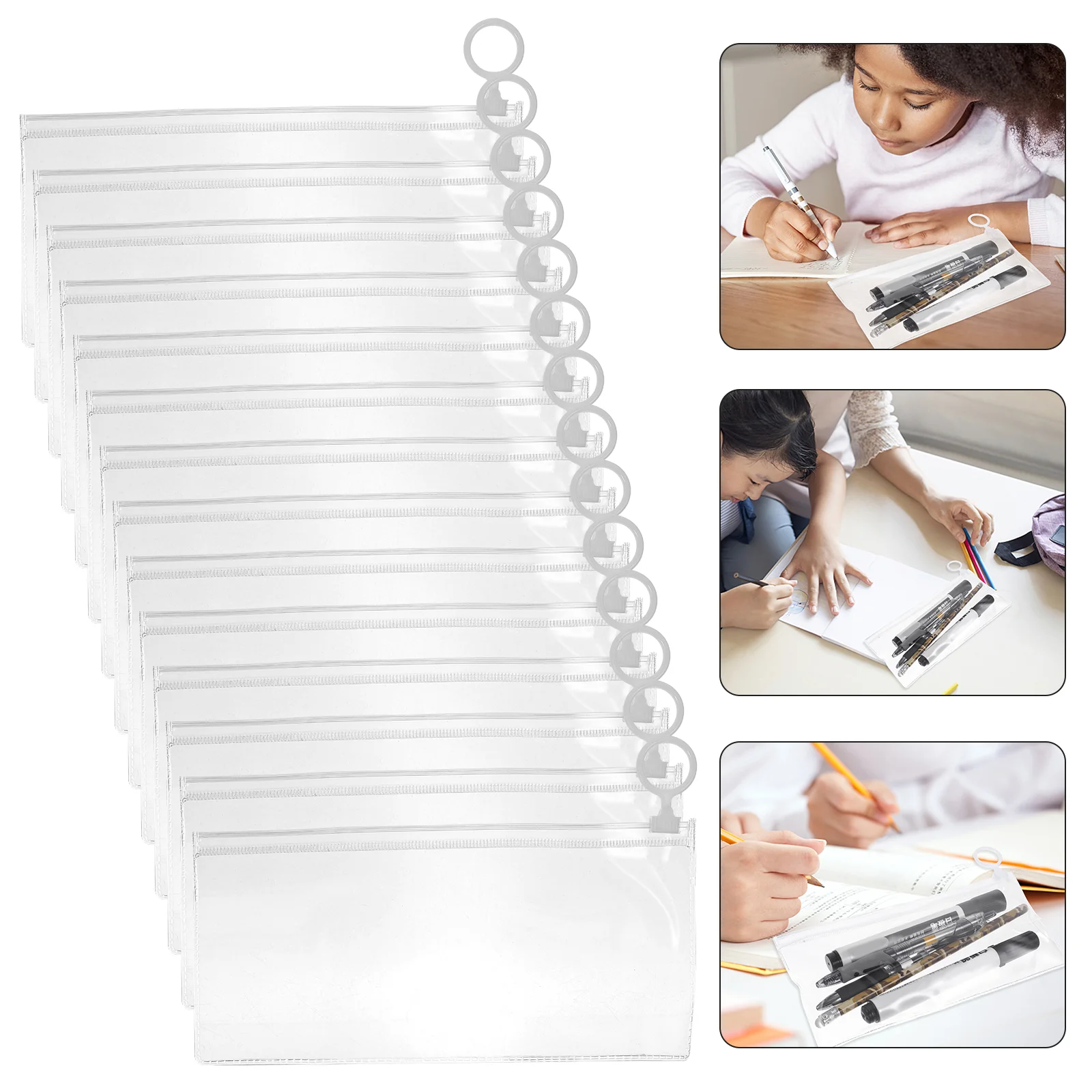 

20 Pcs Pen Bag Transparent Stationery Case Pouch Storage Clear Bags Zipper Pencil Pouches