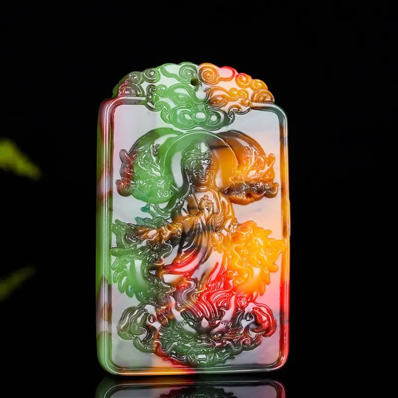 

Hetian jade colored jade Royal Dragon Guanyin pendant, men's Guanyin jade necklace, colorful jade Chenglong Guanyin brae pendant