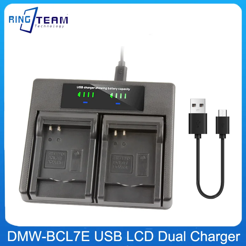 Camera Battery DMW-BCL7E BCL7E DMWBCL7 USB Dual Charger LCD Display For Panasonic Lumix DMC-FH10 DMC-FS50 DMC-SZ10 DMC-SZ9 SZ8