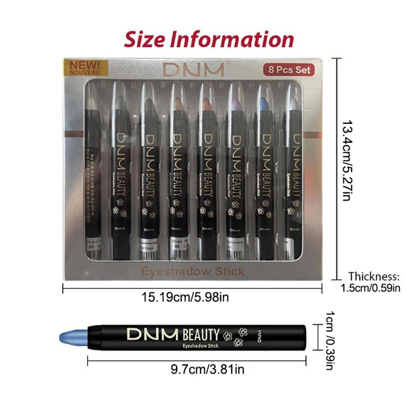 8 Pcs Metallic Red Brown Eyeshadow Pencil High Pigmented Shimmer Glitter Waterproof Long Lasting Eye Shadow Stick For Women
