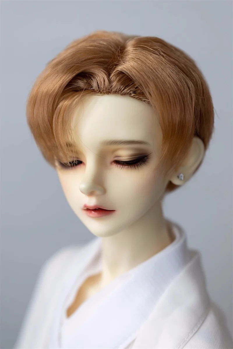 1/3 1/4 Gray Soft Milk Silk Flat Cusp BJD Doll Wig Boy Toys Forehead Hand Hook Simple Short Styling Hair Wig Doll Accessories XC