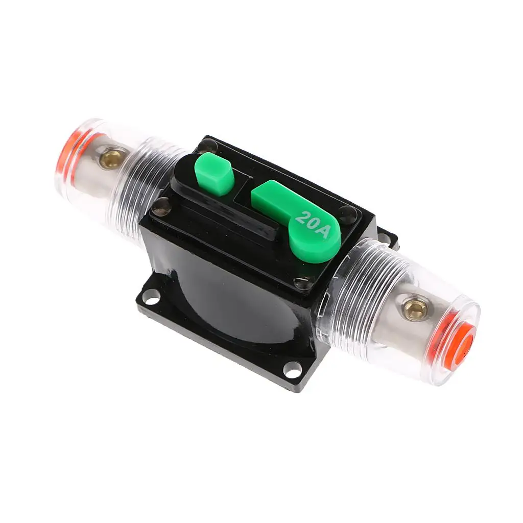 حامل قاطع دائرة 20 أمبير مقاوم للماء لنظام عاكس الصوت بمفتاح ستيريو للقوارب البحرية باللون الأخضر