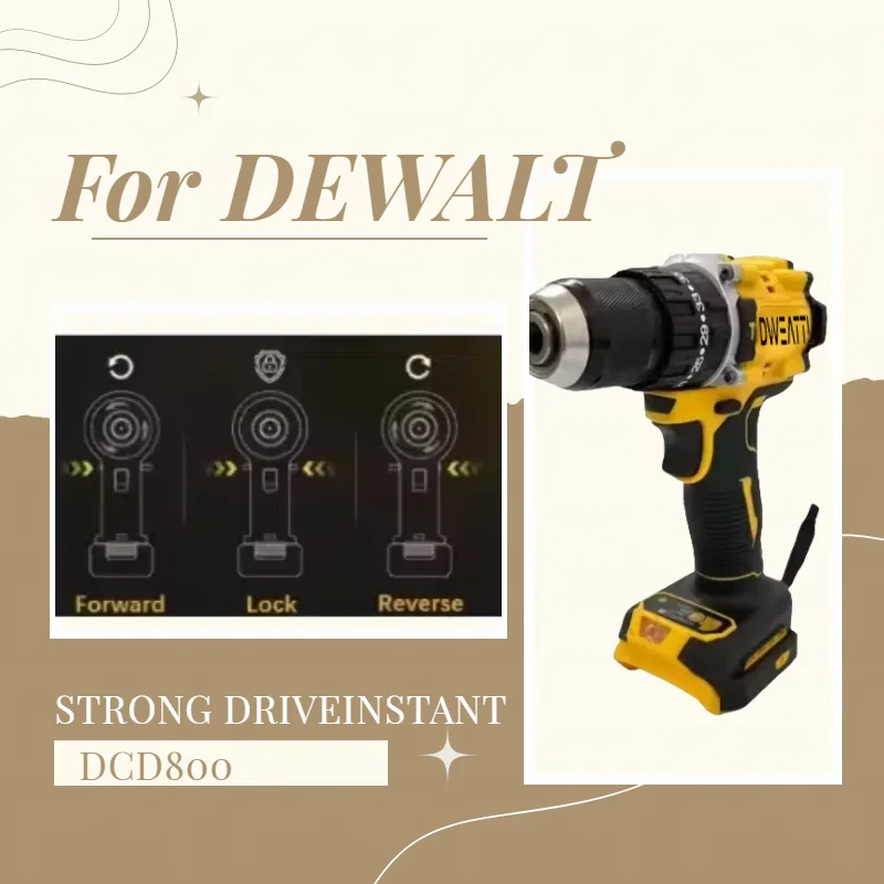 For Dewalt DCD800 Cordless Tool For Dewalt 20V Battery Impact Drill 1/2 Inch Brushless Electric Screwdriver Lithium Electric
