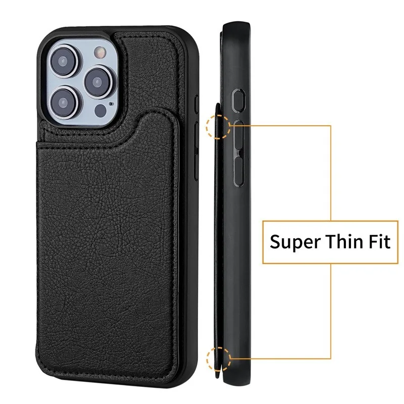 Leather Case for IPhone 15 with Card Slot Flip Cover Card-holding Phone Case Tective Cover