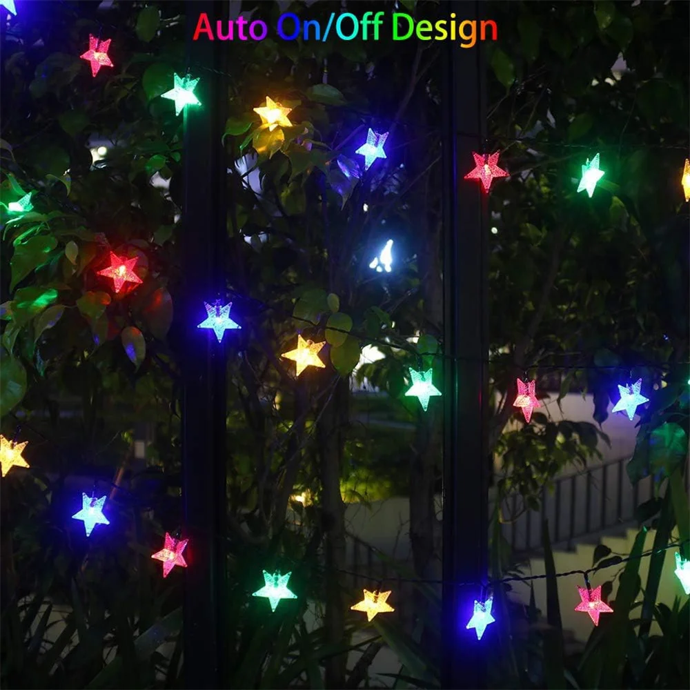 Kerstversiering Outdoor Solar Star String Lights Op Zonne-Energie Kerstverlichting Waterdichte Zonne-Verlichting 341