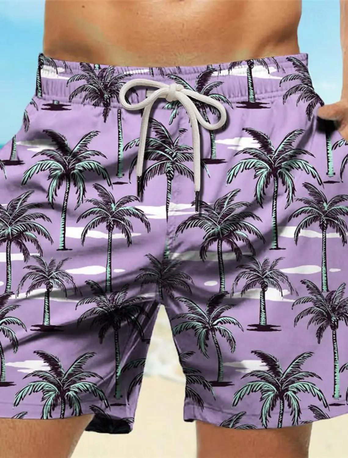 Palm Tree Tropical Men\'s Resort 3D Printed Board Shorts Swim Trunks Pocket Comfort Breathable Short Hawaiian Style Holiday Beach