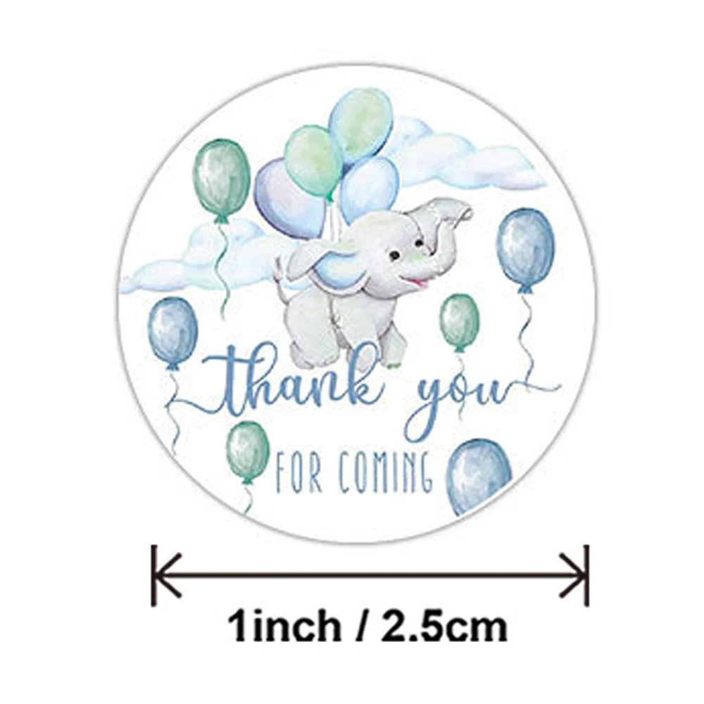 Thank You Stickers Cartoon Elephant Sticker Gift Present Package Seal Labels Small Business Thanks Stickers 2.5cm 100-500pcs