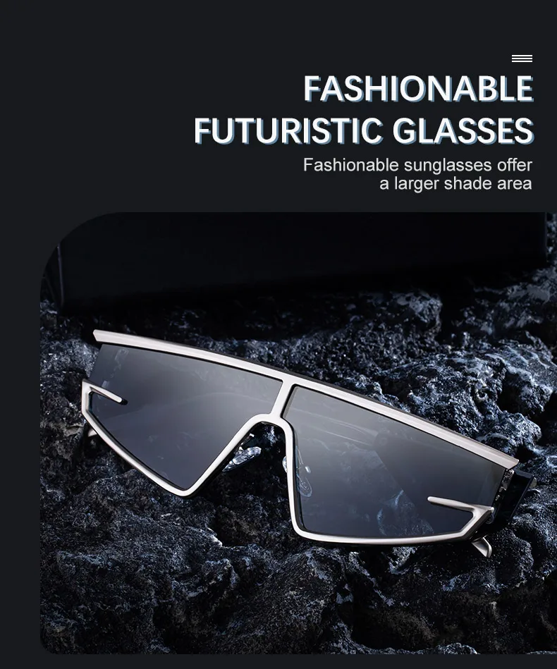 Y2K Punk Quadratische Schild Sonnenbrille Männer 2025, Luxus Marke Vintage Unregelmäßige Steampunk Winddicht Sonnenbrille für Frauen Shades UV400 – Detail 4