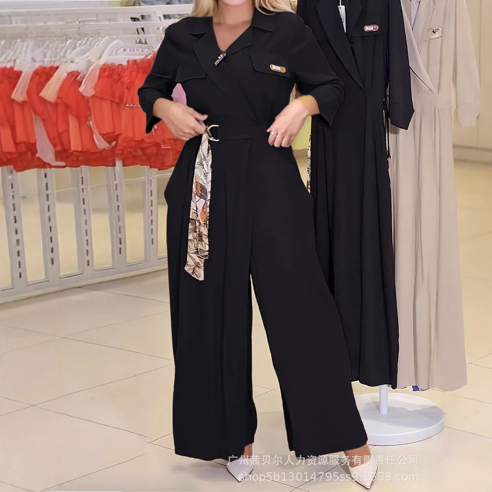 

Jumpsuits Women One Piece Full Sleeve Overalls Long Pants High Waist Turn Down Collar Rompers Y2k Streetwear Jumpsuit Work 2025
