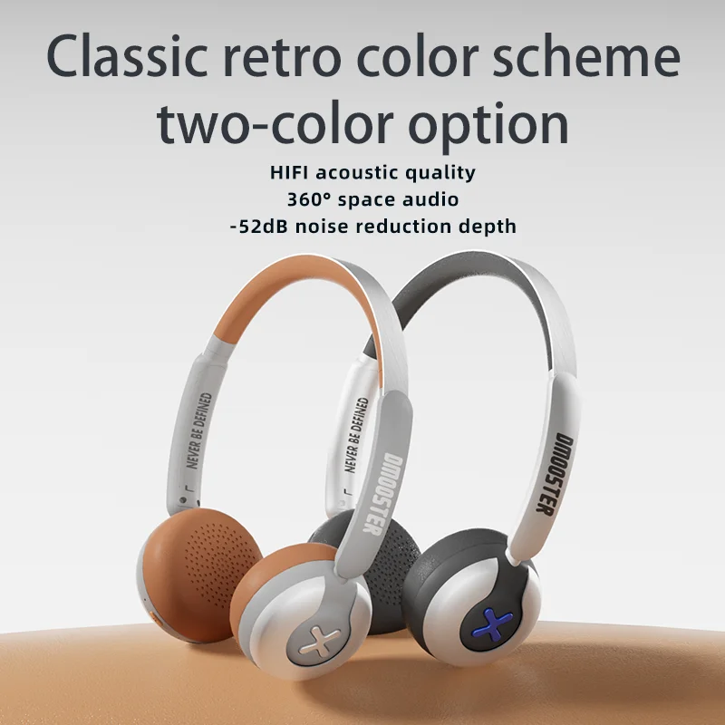 

DMOOSTER D75 Head mounted Bluetooth Earphones Space Audio Active Noise Reduction HiFi Stereo Eartips Sponge Ear Protection Retro