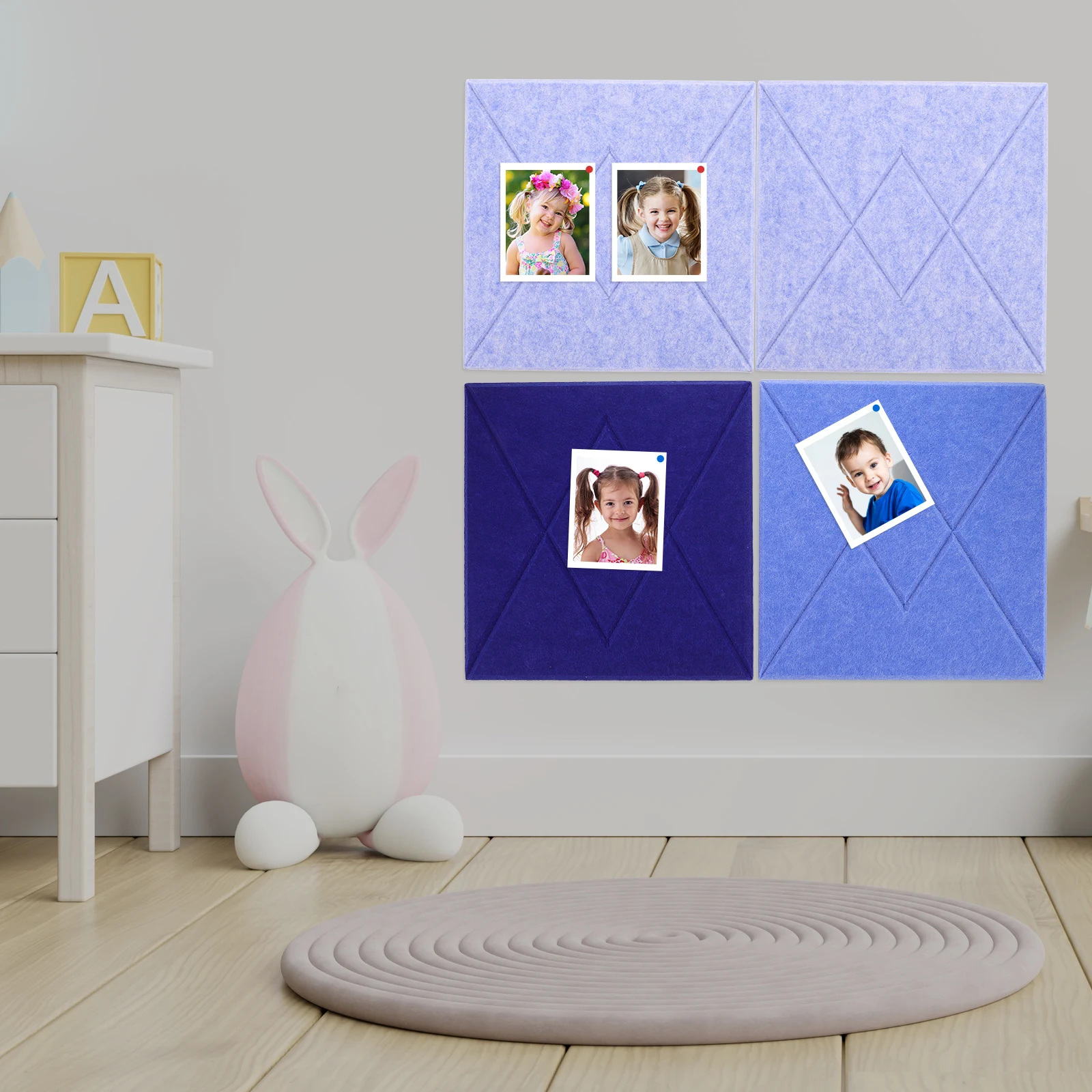 

6pcs Felt Wall Tiles V-Striped Pattern Soft Multi-Functional Bulletin Board For Kids Room Office Classroom Decorative