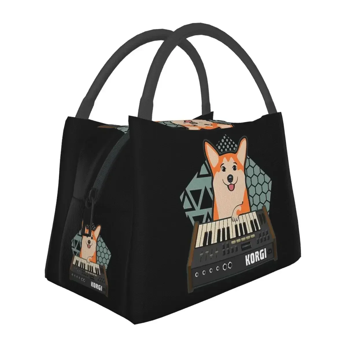 

Funny Synthesizer Fan Corgi Dog Lunch Bags Insulated Bento Box Lunch Tote Picnic Bags Cooler Thermal Bag for Woman Kids Travel