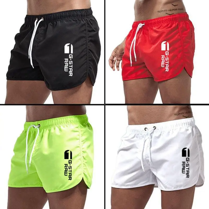 Shorts de praia de poliéster multicolor masculino, shorts esportivos de secagem rápida, elegante, novo, verão