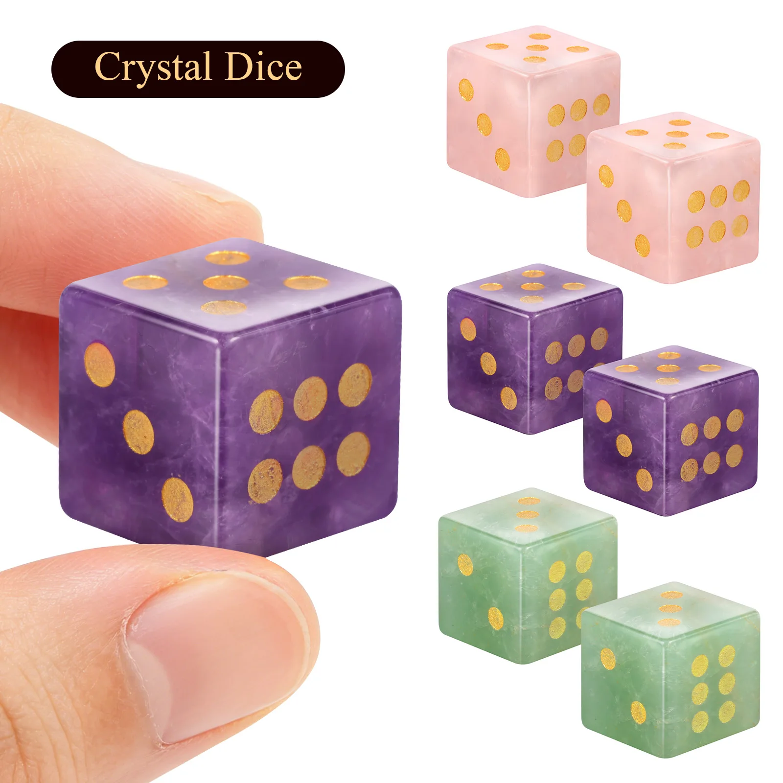 2Pcs Mahjong Crystal Dice Mini 16mm 6 Sided Mahjong Crystal Dice for Drinking Game Casino Poker Table and Other Board Games