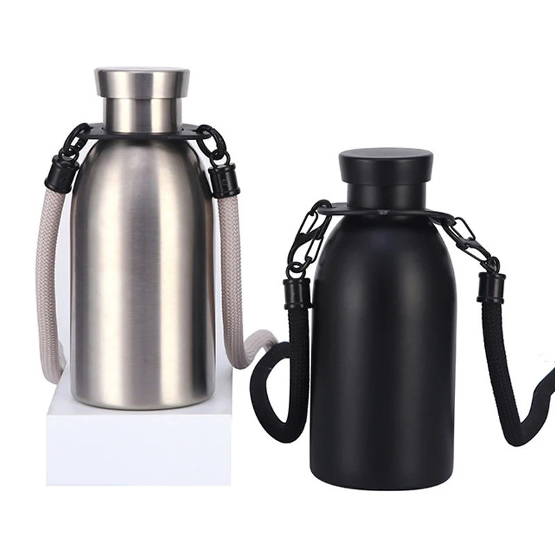 

304 Stainless Steel Insulated Cup Vacuum Belt Diagonal Lifting Rope Coffee Milk Bottle, Portable Sports High Aesthetic Water Cup