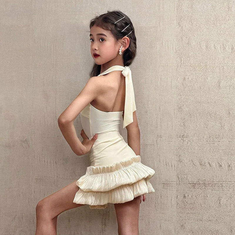 เด็กเต้นรําละตินการแข่งขันเสื้อผ้าละตินเต้นรําชุดเด็ก Samba Ballroom Dance Party SL13048