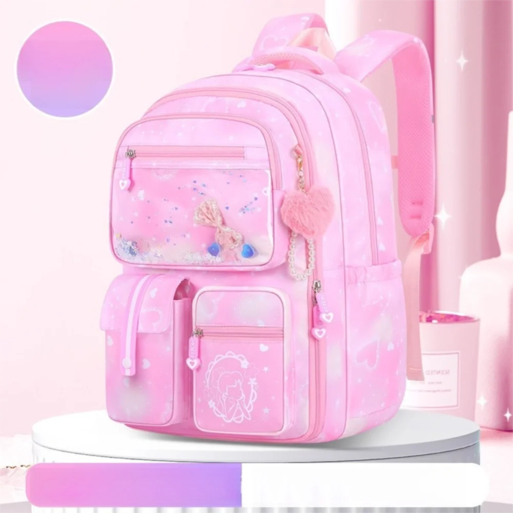 Cute Side-Open Children Backpack Oxford Korean Style Shoulders Bag Large Capacity Multiple Pockets Student School Bag