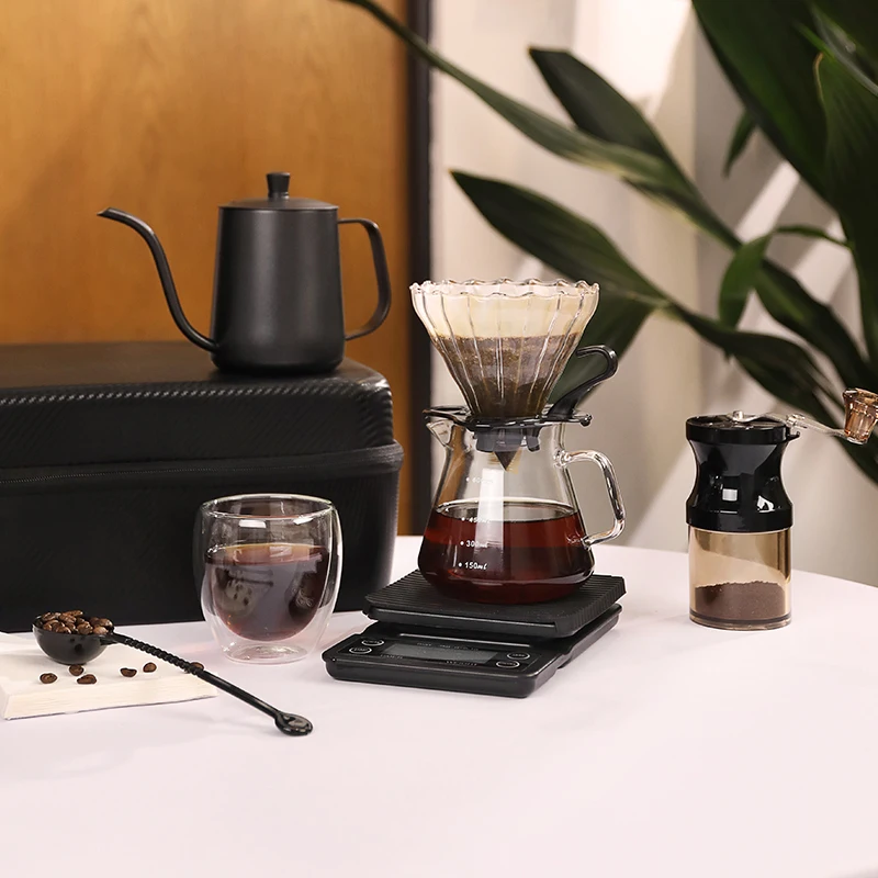 

8-Piece All-in-One Travel Bag Drip Coffee Set Portable Pour Coffee Kit with Suitcase
